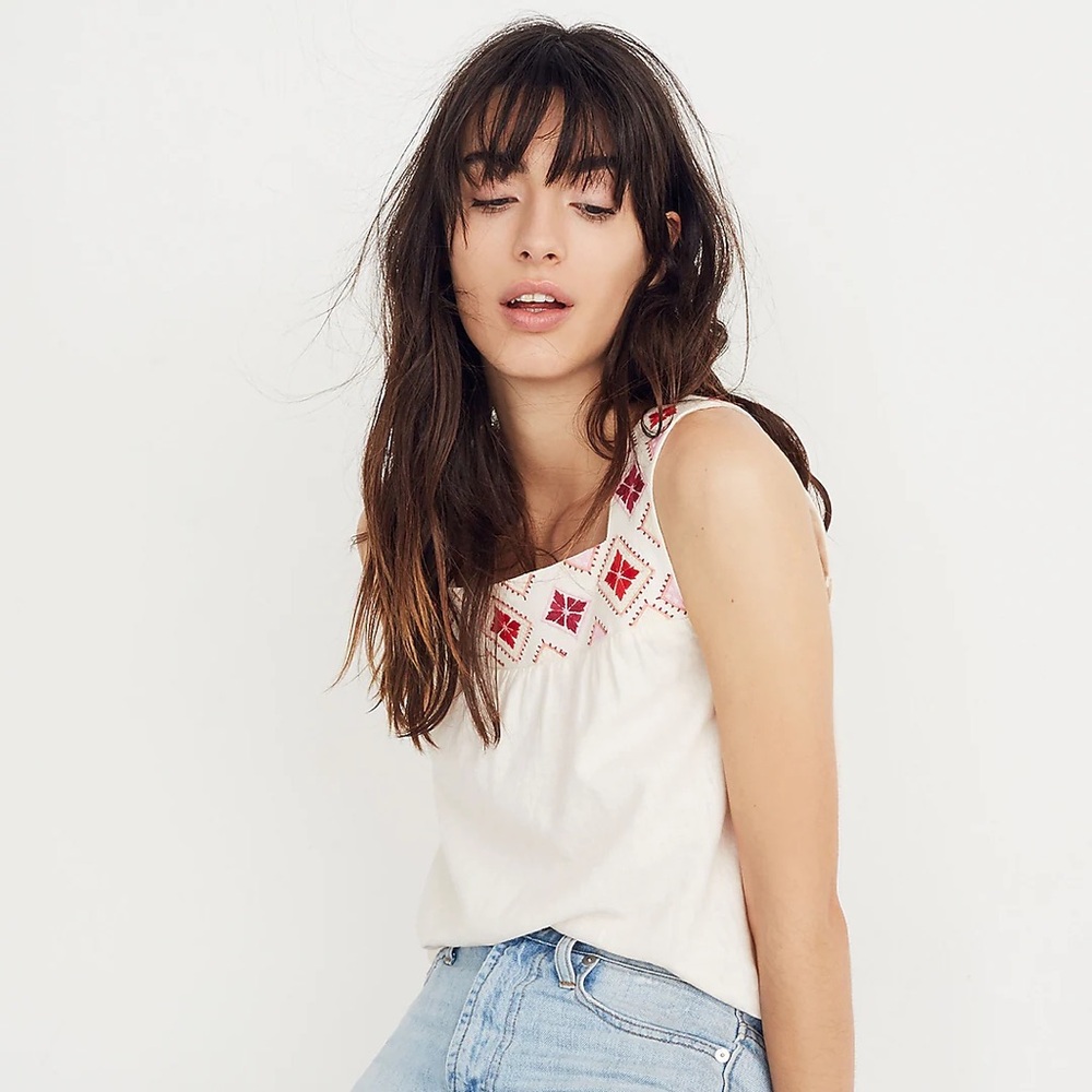 Madewell embroidered island tank top